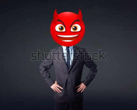 Foto stock: Empresário · diabo · rosto · sorridente · engraçado · negócio · homem