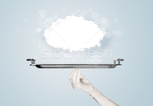 Mano grande nube vassoio elegante Foto d'archivio © ra2studio