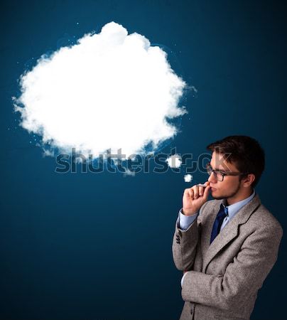 Young man smoking unhealthy cigarette with dense smoke Stock photo © ra2studio