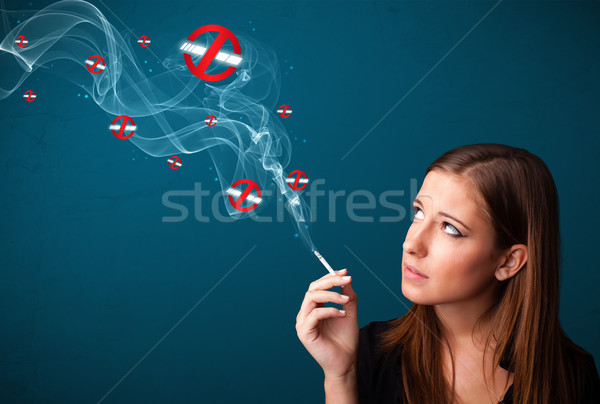 Foto stock: Fumar · peligroso · cigarrillo · signos