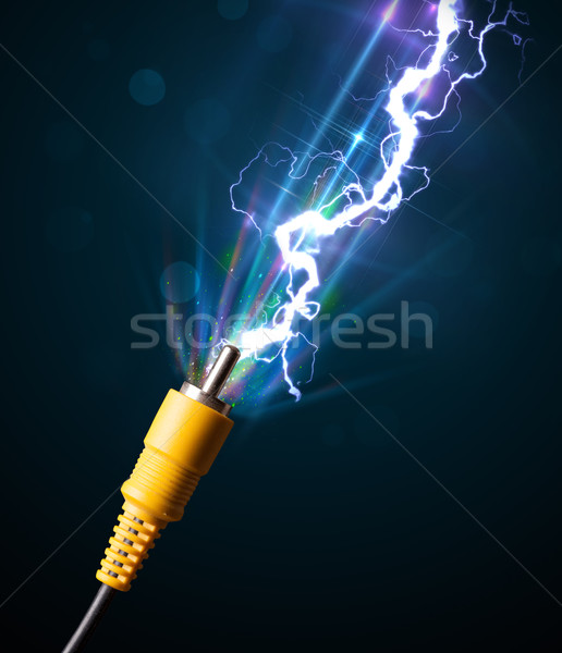 Electric cable with glowing electricity lightning Stock photo © ra2studio