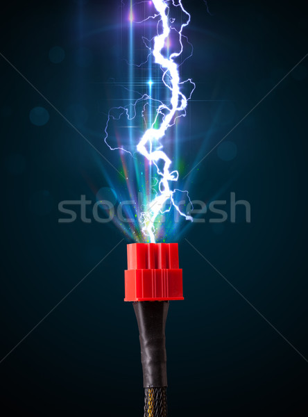 Electric cable with glowing electricity lightning Stock photo © ra2studio