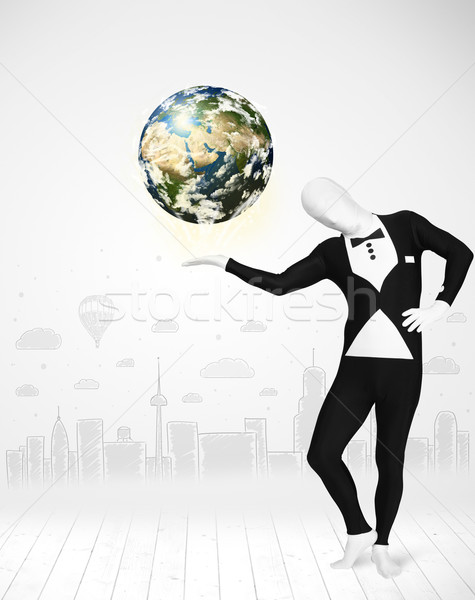 Człowiek garnitur planety Ziemi funny Zdjęcia stock © ra2studio