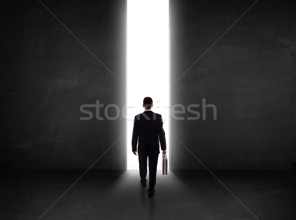 Business person looking at wall with light tunnel opening  Stock photo © ra2studio