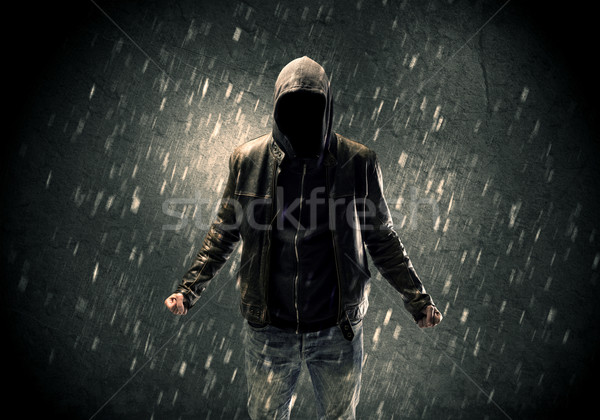 Unknown suspect standing in the dark Stock photo © ra2studio