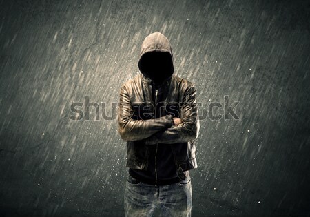 Spooky faceless guy standing in hoodie Stock photo © ra2studio