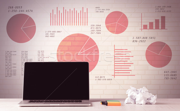 Laptop Umsatz pie Charts professionelle Stock foto © ra2studio