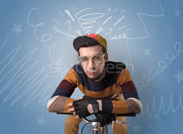 Crazy rider on the bike Stock photo © ra2studio