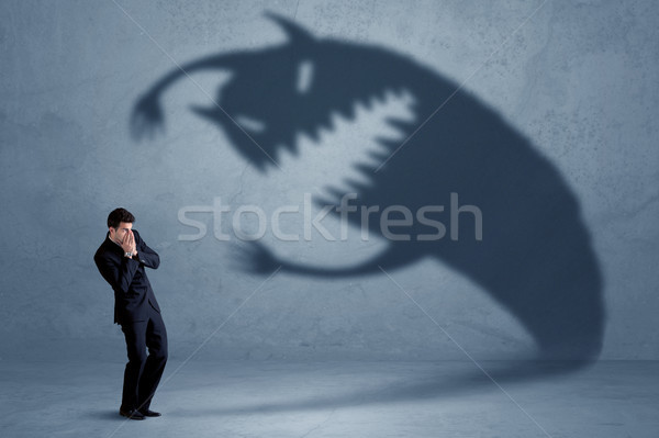 üzletember félő saját árnyék szörny koszos Stock fotó © ra2studio