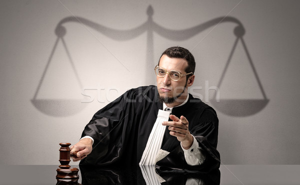 Fiatal bíró talár jóképű fekete készít Stock fotó © ra2studio