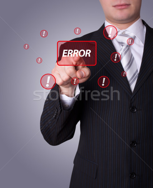 Man fout knop hand internet Stockfoto © ra2studio