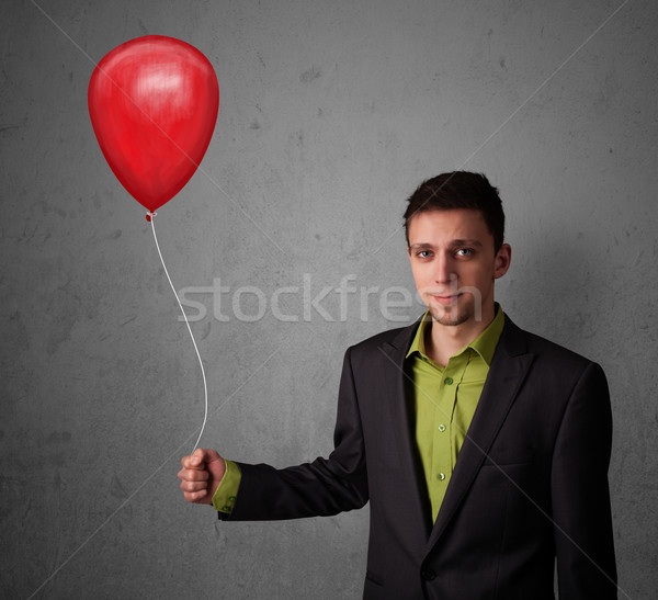 Foto stock: Empresario · rojo · globo · jóvenes · dibujo