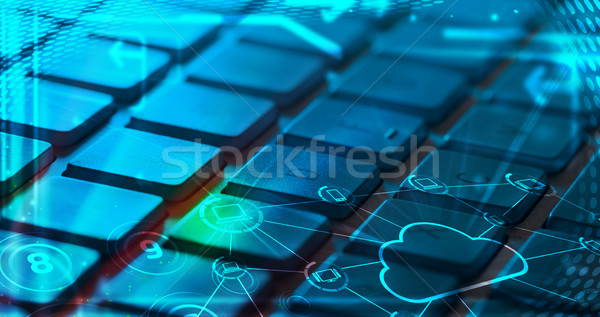 Stockfoto: Toetsenbord · wolk · technologie · iconen