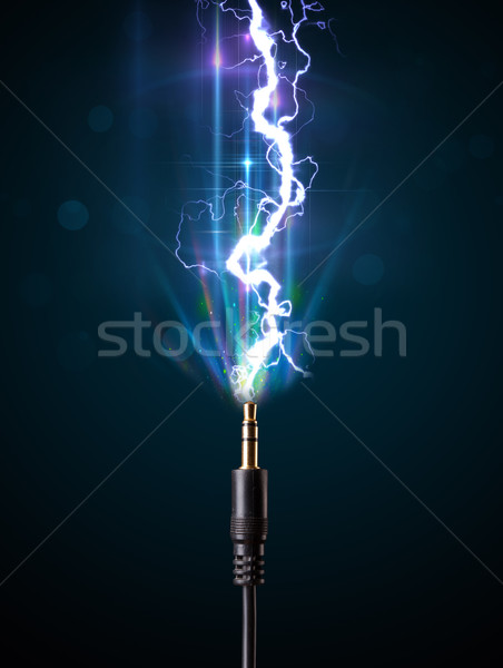 Electric cable with glowing electricity lightning Stock photo © ra2studio