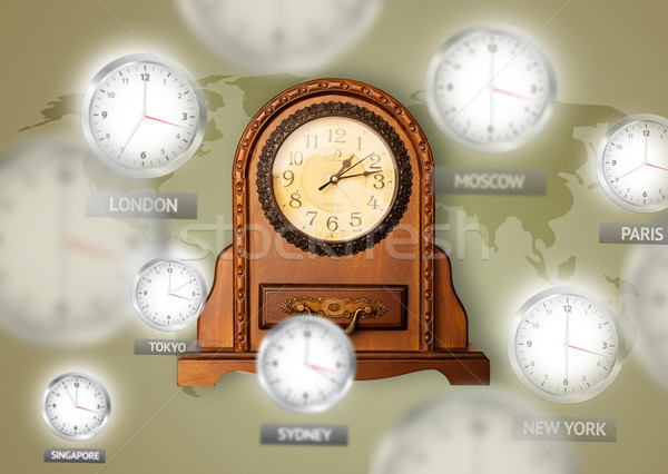 Clocks and time zones over the world concept Stock photo © ra2studio