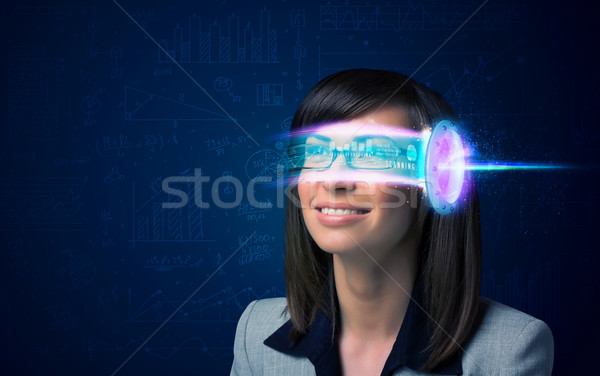 Nő jövő magas tech okostelefon szemüveg Stock fotó © ra2studio