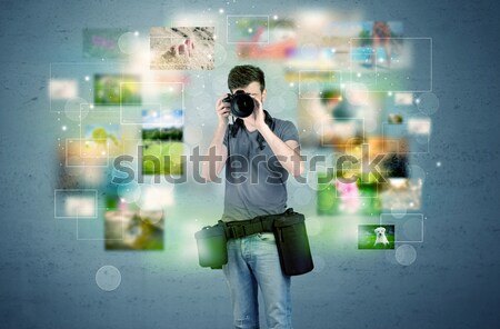 Foto stock: Fotógrafo · fotos · pasado · jóvenes · amateur · profesional