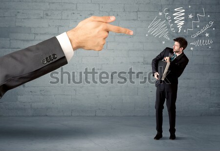 Verkäufer Chef Mitarbeiter riesige Hand Hinweis Stock foto © ra2studio