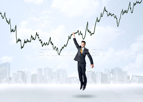 Stock fotó: Akasztás · üzletember · grafikon · kötél · kéz · űr