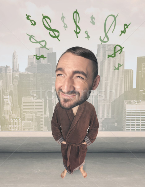 Big head person with idea dollar marks Stock photo © ra2studio