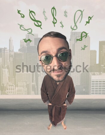 Big head person with idea dollar marks Stock photo © ra2studio