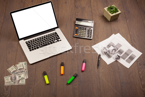 Business Schreibtisch Bürobedarf modernen Laptop weiß Stock foto © ra2studio