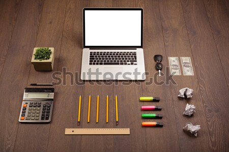 Business Schreibtisch Bürobedarf modernen Laptop weiß Stock foto © ra2studio