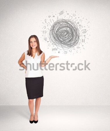 Pretty lady gesturing with copy space Stock photo © ra2studio