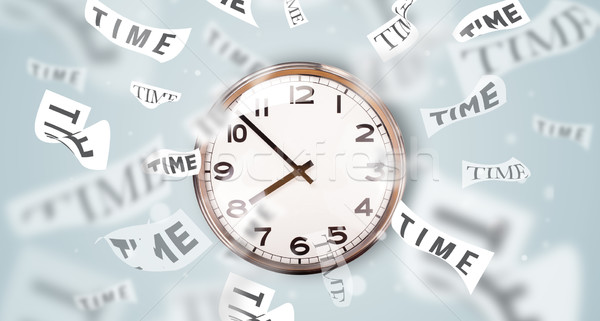 Zegar oglądać czasu pływające z dala papieru Zdjęcia stock © ra2studio