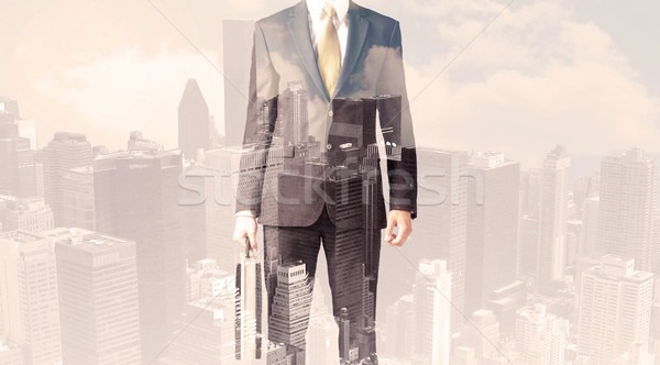 Przystojny człowiek biznesu Cityscape budynku człowiek miasta Zdjęcia stock © ra2studio
