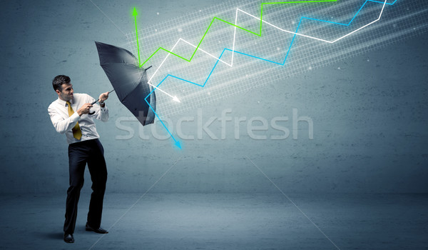 Homme d'affaires parapluie bourse coloré affaires [[stock_photo]] © ra2studio