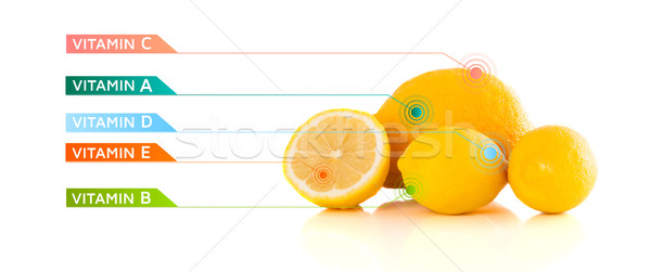 Egészséges gyümölcsök színes vitamin szimbólumok ikonok Stock fotó © ra2studio