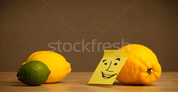 Stock fotó: Citrom · jegyzet · mosolyog · citrus · gyümölcsök · néz
