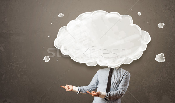 Geschäftsmann weiß Wolke Kopf schmutzig Computer Stock foto © ra2studio