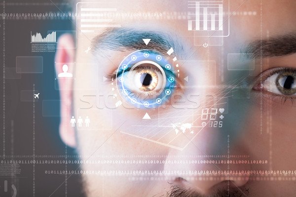 Futuriste modernes homme technologie écran oeil [[stock_photo]] © ra2studio