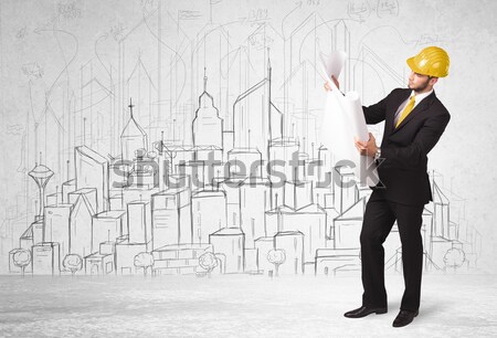 businessman wears yellow smiley face Stock photo © ra2studio