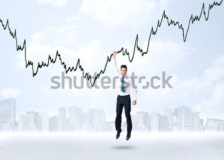 Wiszący biznesmen wykres liny strony przestrzeni Zdjęcia stock © ra2studio