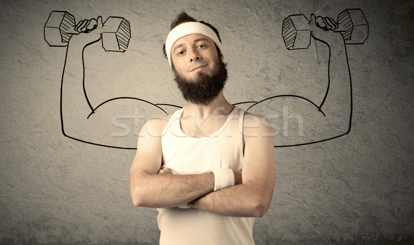 Slim male wants to be strong Stock photo © ra2studio