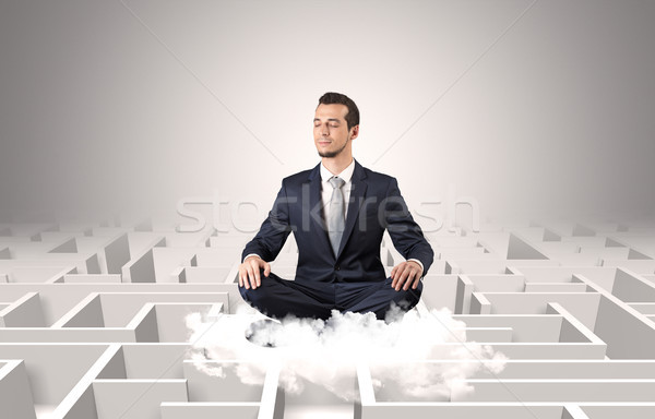 Empresario nube laberinto jóvenes yoga posición Foto stock © ra2studio