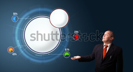 üzletember öltöny bemutat absztrakt modern kördiagram Stock fotó © ra2studio