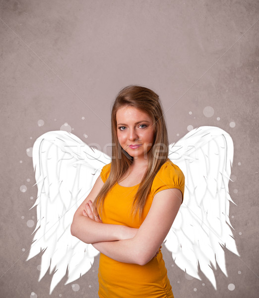Imagine de stoc: Drăguţ · persoană · înger · ilustrat · aripi