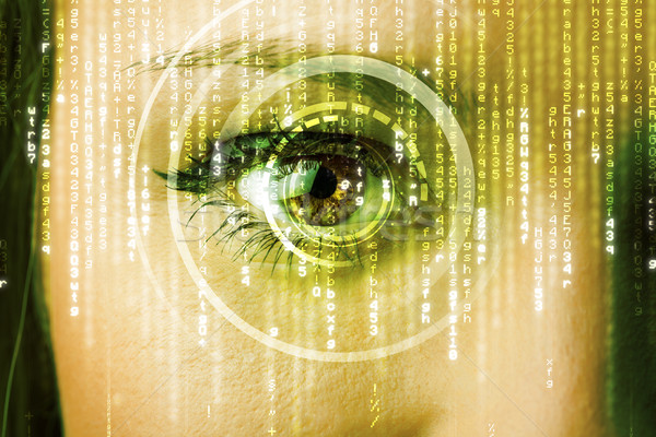Modern cyber woman with matrix eye  Stock photo © ra2studio