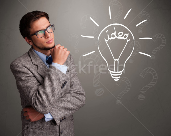 Omhoog gloeilamp idee teken aantrekkelijk Stockfoto © ra2studio