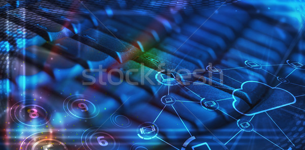 Foto stock: Teclado · nuvem · tecnologia · ícones