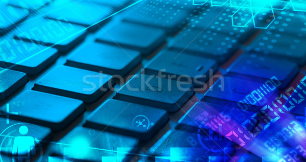 Billentyűzet izzó programozás számítógép billentyűzet munka laptop Stock fotó © ra2studio