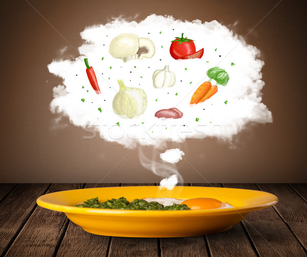 пластина продовольствие растительное Ингредиенты иллюстрация облаке Сток-фото © ra2studio