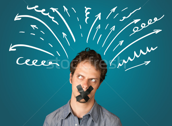 Young man with glued mouth  Stock photo © ra2studio