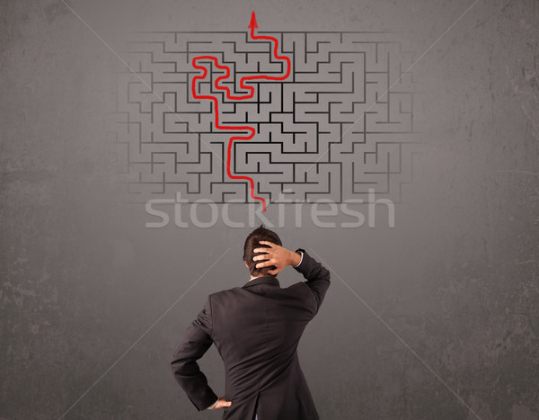 Business man looking at a maze and the way out  Stock photo © ra2studio