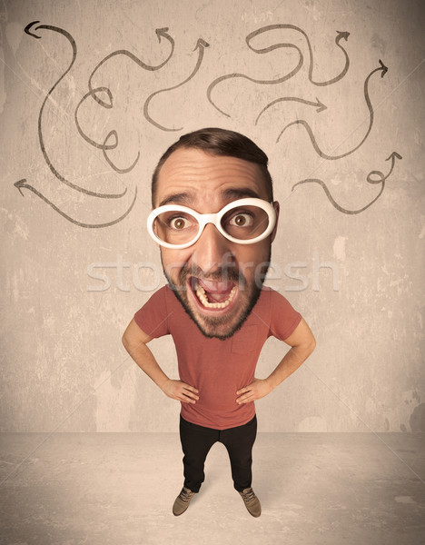 Big head person with arrows Stock photo © ra2studio