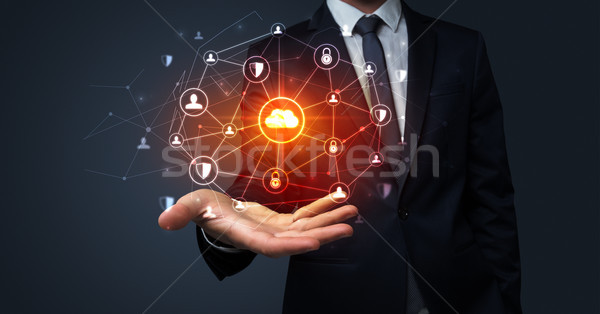 Networking connection concept with dark wallpaper Stock photo © ra2studio
